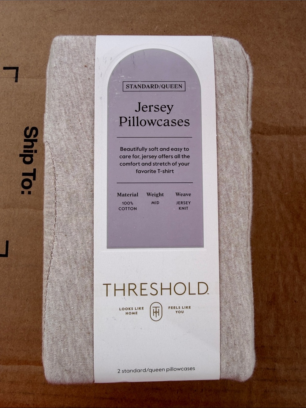 Threshold Jersey Pillowcases - Light Cream Heather
